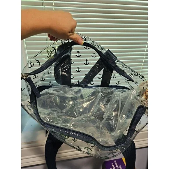 Nautical Anchors Navy Blue Tote with Elevated Zip Bottom Cooler NWTs - Picture 5 of 6